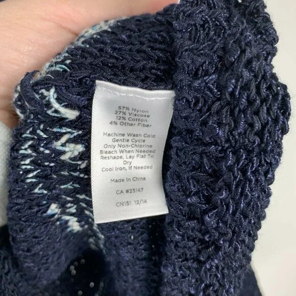 TALBOTS Women's Plus Size 1X Blue White Striped Knit Sweater Top - Picture 4 of 5